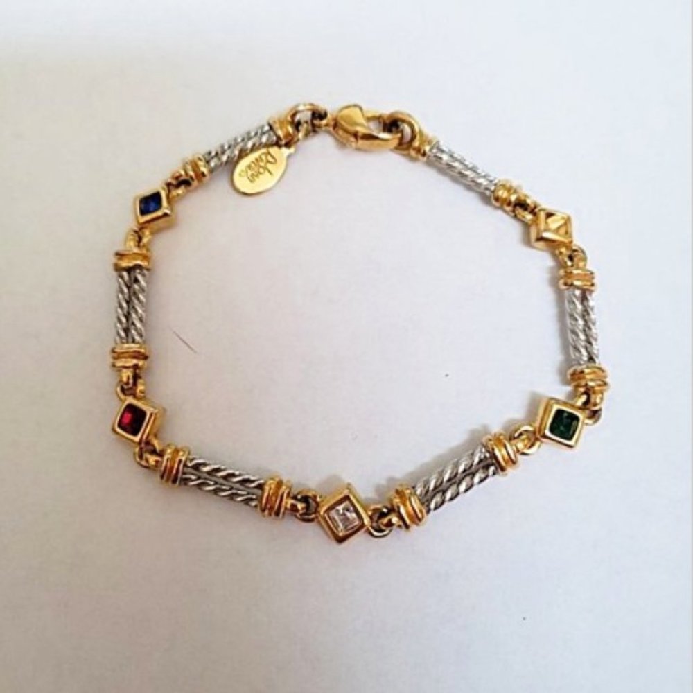 Joan Rivers Silver and Gold Gemstone Bracelet
